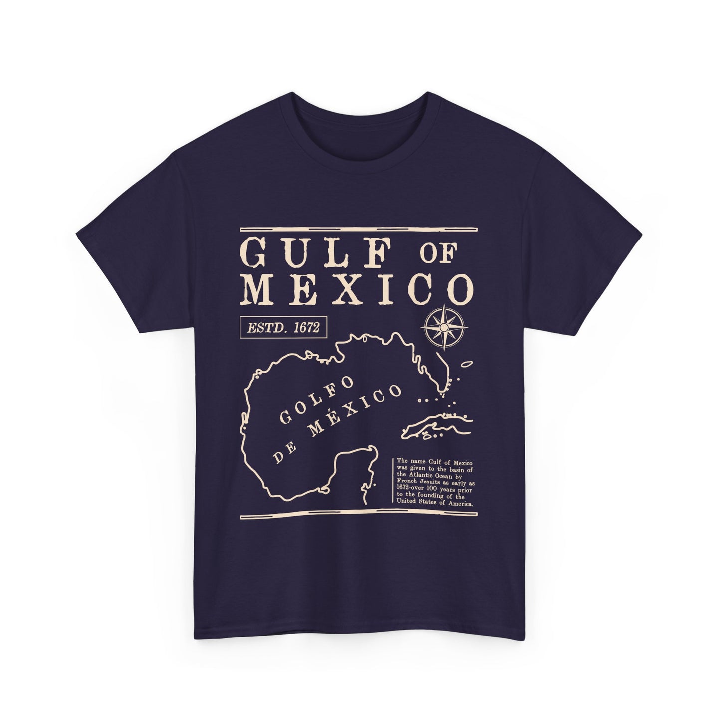 Gulf of Mexico Unisex Heavy Cotton Tee - Vintage Map Design