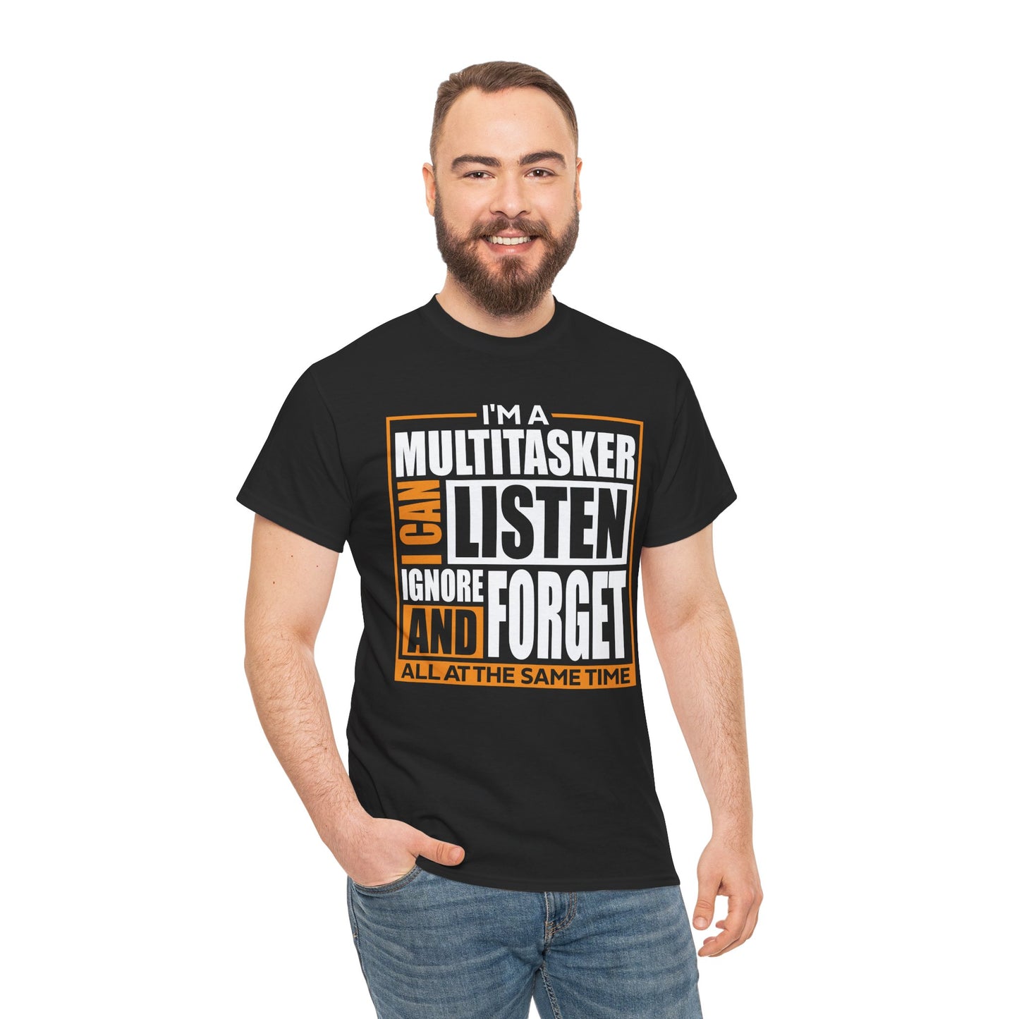 Funny Unisex Heavy Cotton Tee - "I'm a Multitasker" Quote Shirt