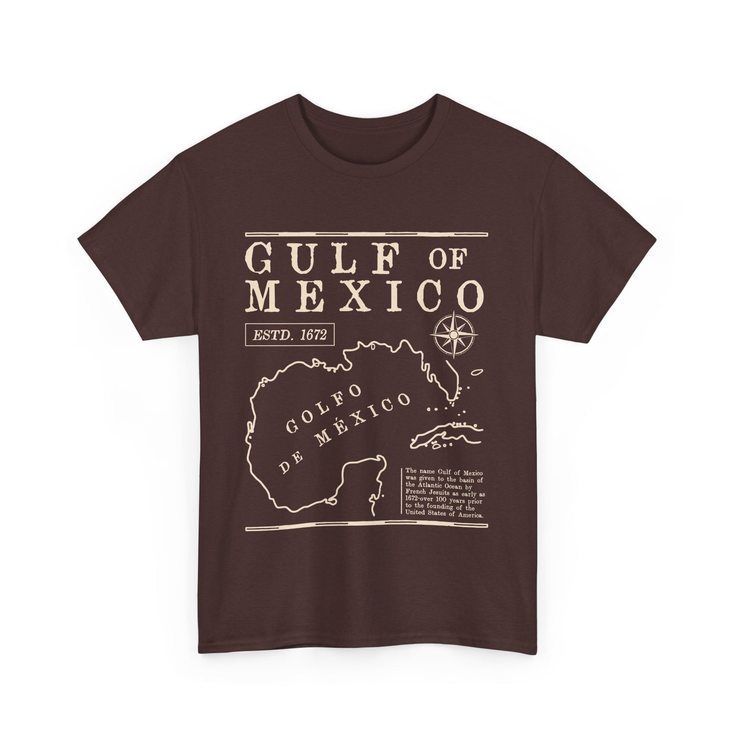 Gulf of Mexico Unisex Heavy Cotton Tee - Vintage Map Design