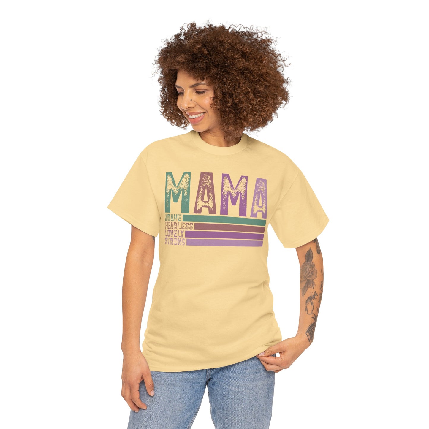 Inspirational Mama Tee - Brave, Fearless, Lovely, Strong Perfect for Mother's Day, Birthday. Asst. Colors & Sizes