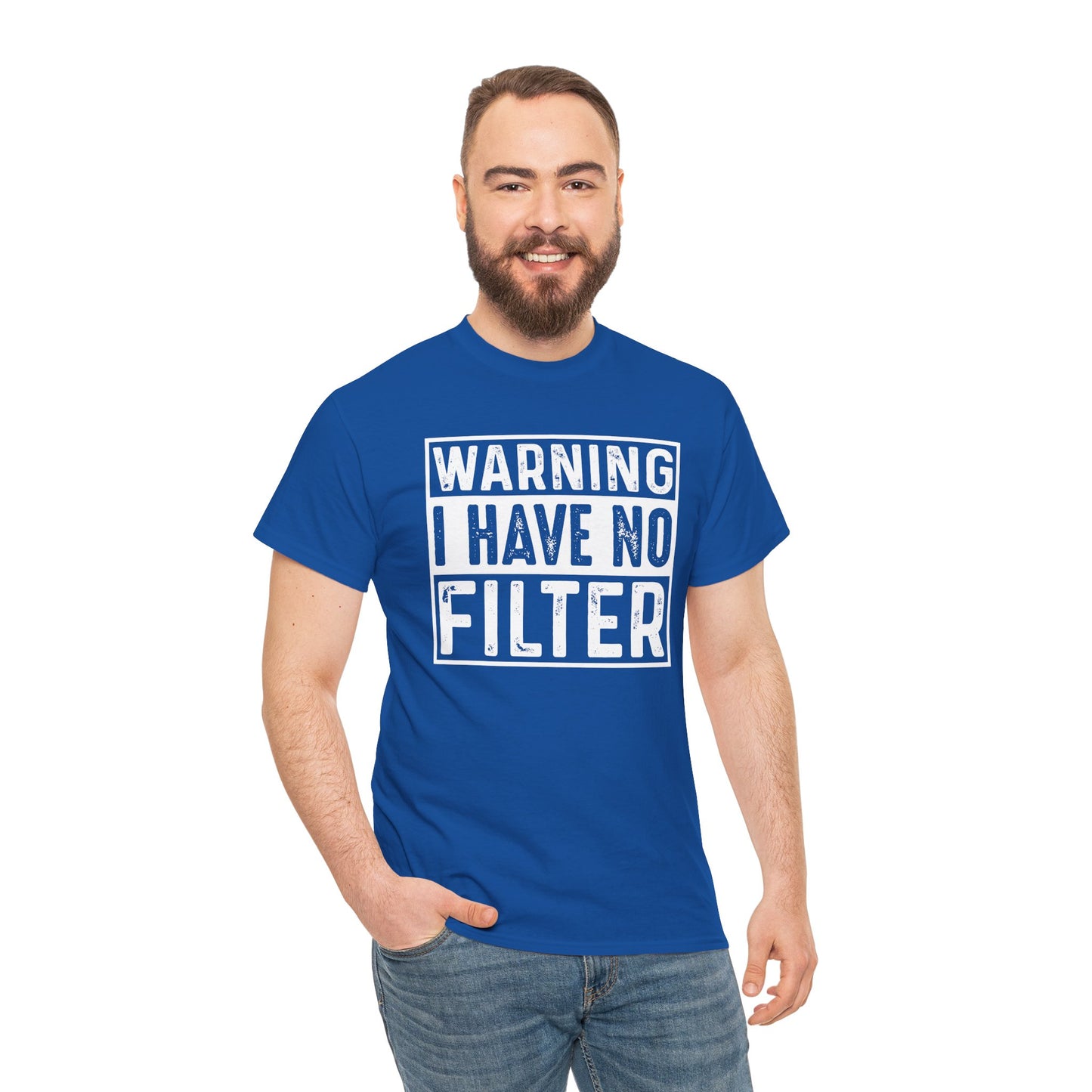 Gilden "Warning I Have No Filter" Unisex Tee Fun Gift for Friends & Family Available in Asst. Colors & Sizes