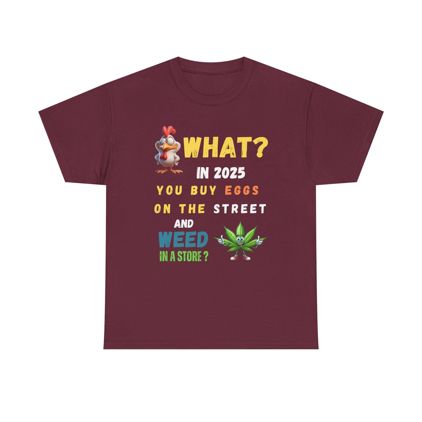 Funny Tee Shirt What? In 2025 You Buy Eggs On The Street And Weed In A Store