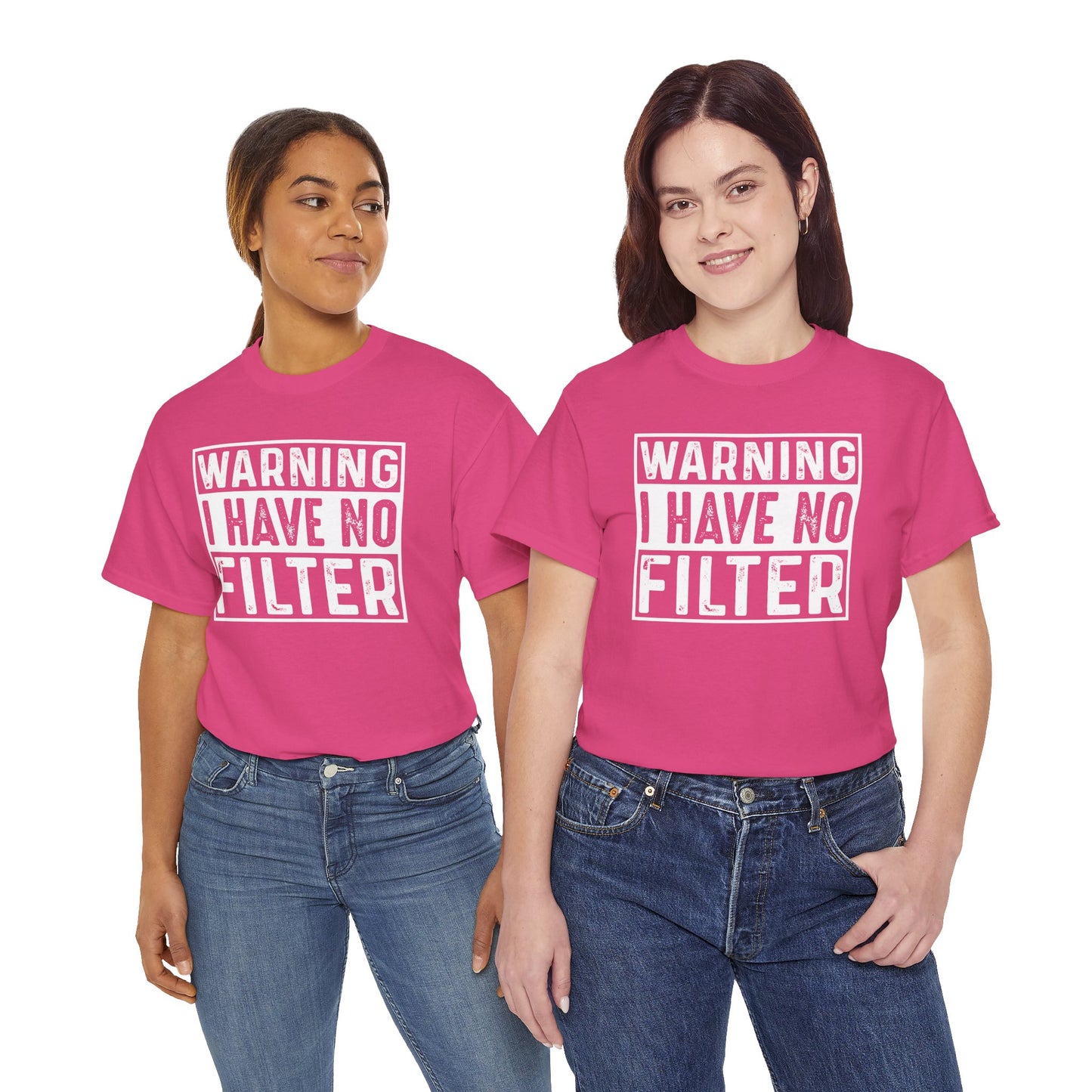 Gilden "Warning I Have No Filter" Unisex Tee Fun Gift for Friends & Family Available in Asst. Colors & Sizes