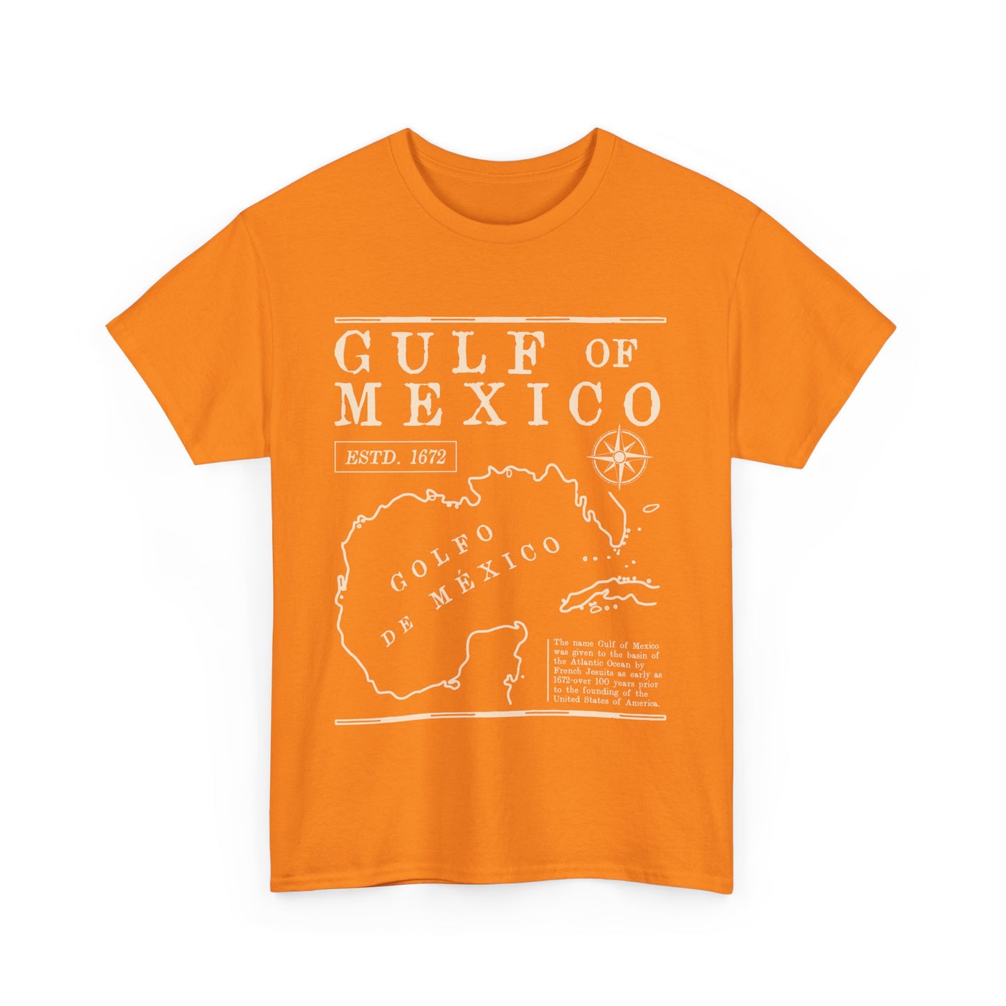 Gulf of Mexico Unisex Heavy Cotton Tee - Vintage Map Design