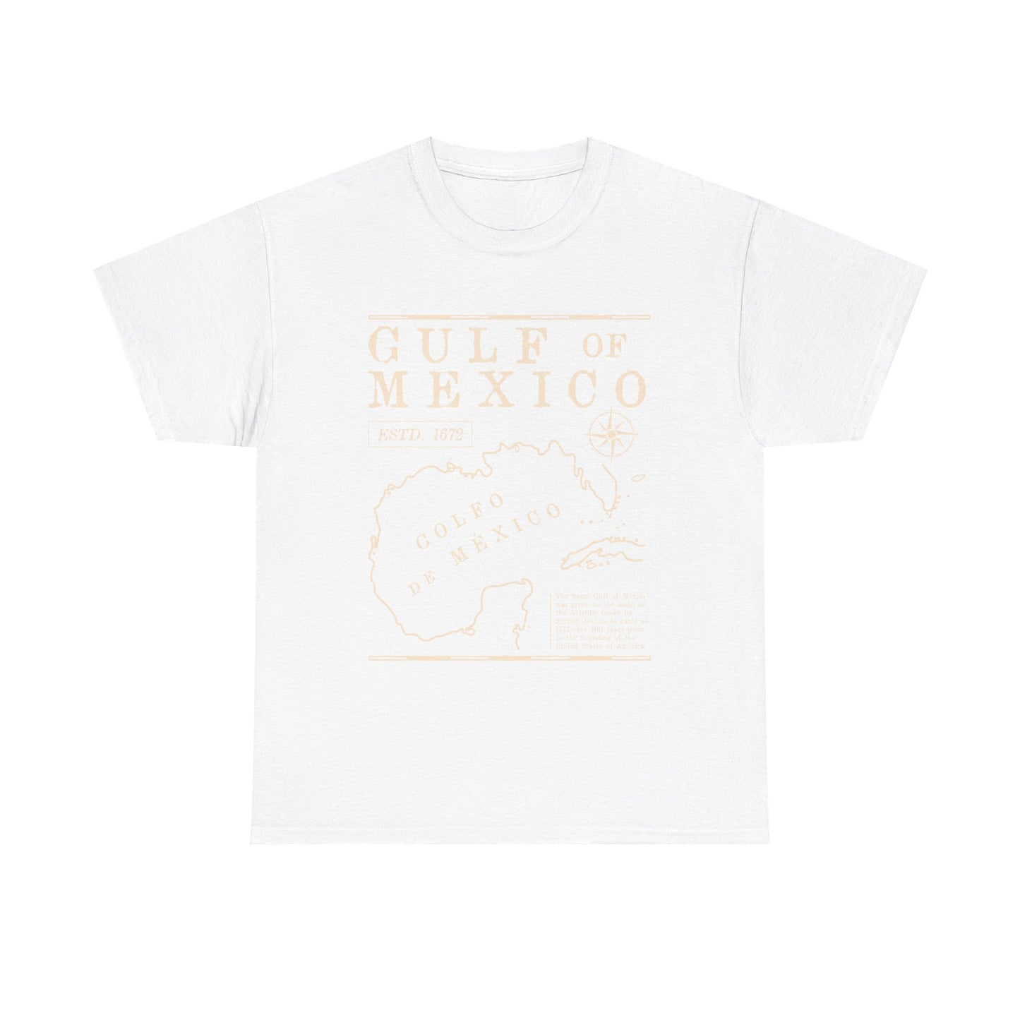 Gulf of Mexico Unisex Heavy Cotton Tee - Vintage Map Design