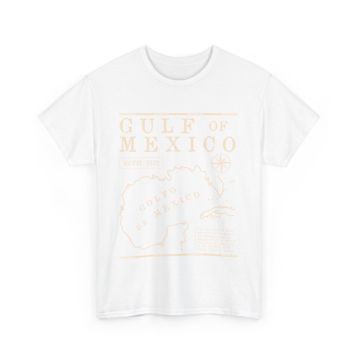 Gulf of Mexico Unisex Heavy Cotton Tee - Vintage Map Design