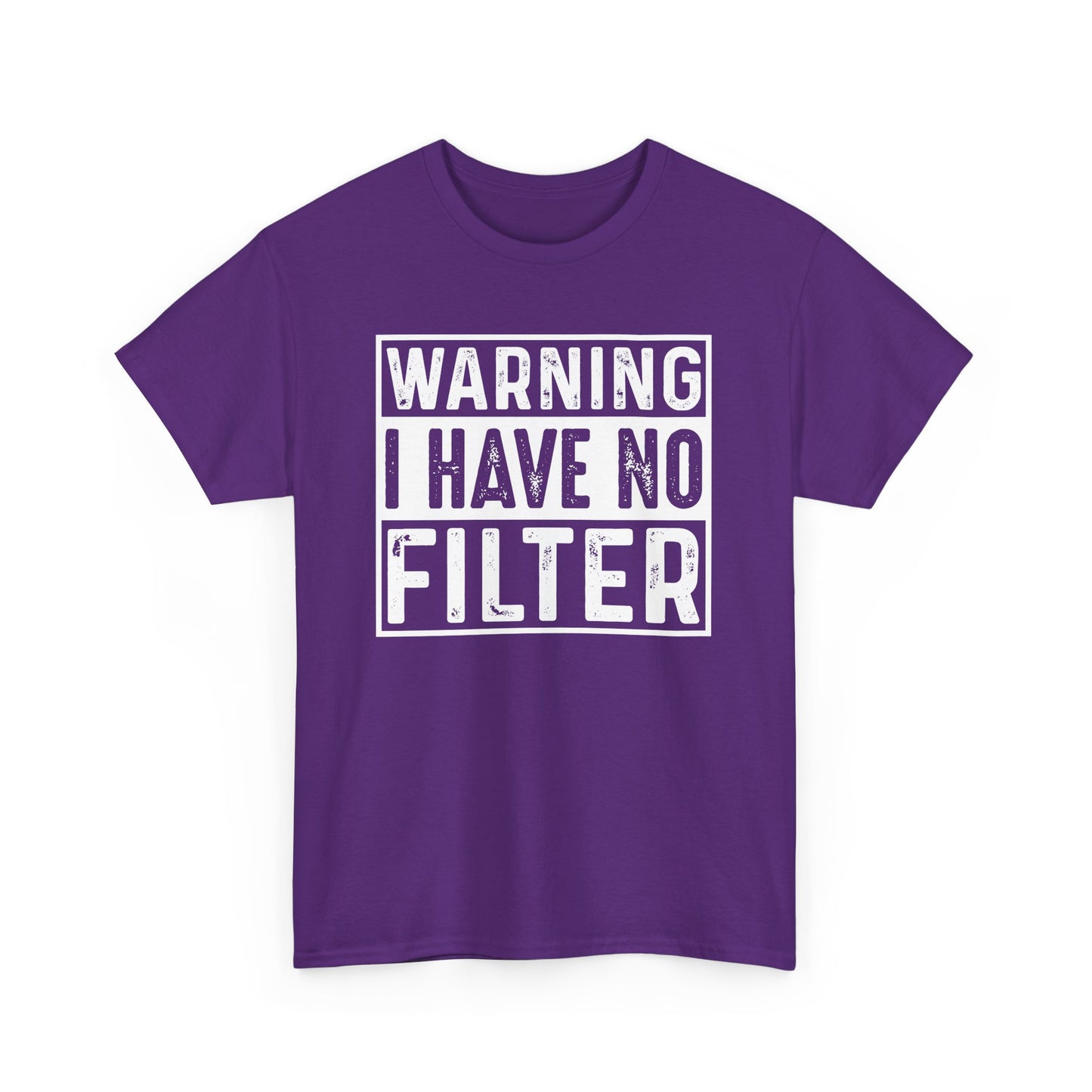 Gilden "Warning I Have No Filter" Unisex Tee Fun Gift for Friends & Family Available in Asst. Colors & Sizes