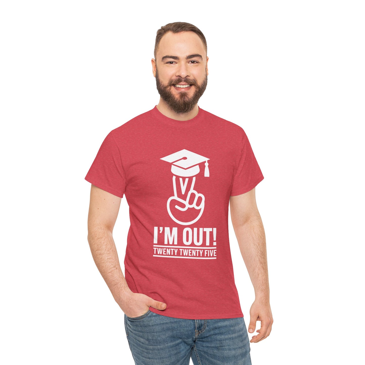 Graduation Celebration Unisex Heavy Cotton Tee - "I'M OUT!" 2025