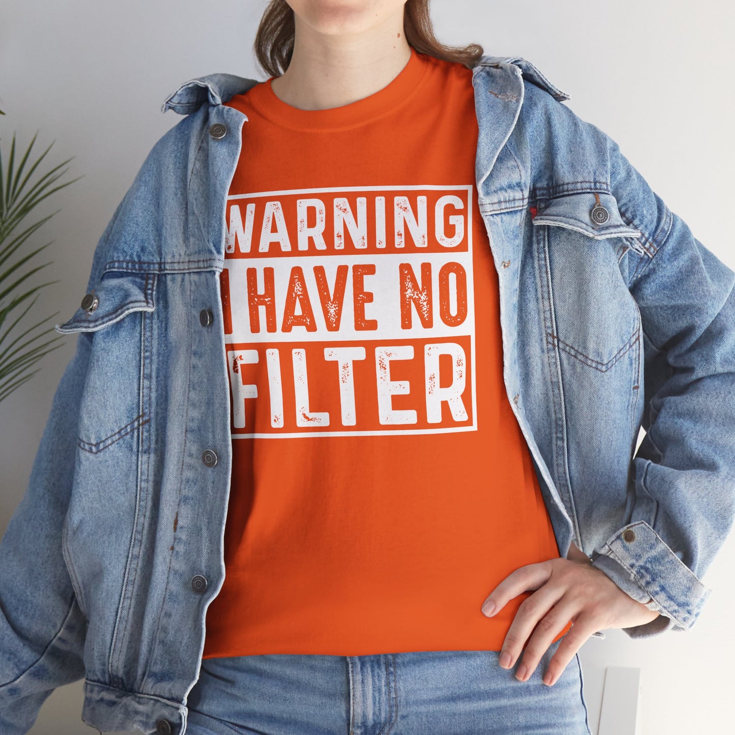Gilden "Warning I Have No Filter" Unisex Tee Fun Gift for Friends & Family Available in Asst. Colors & Sizes