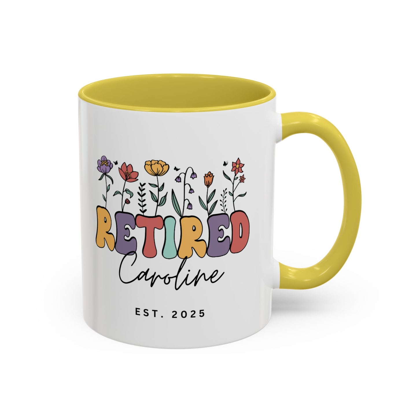 Personalized Retired Floral Name Mug | 11oz 15oz