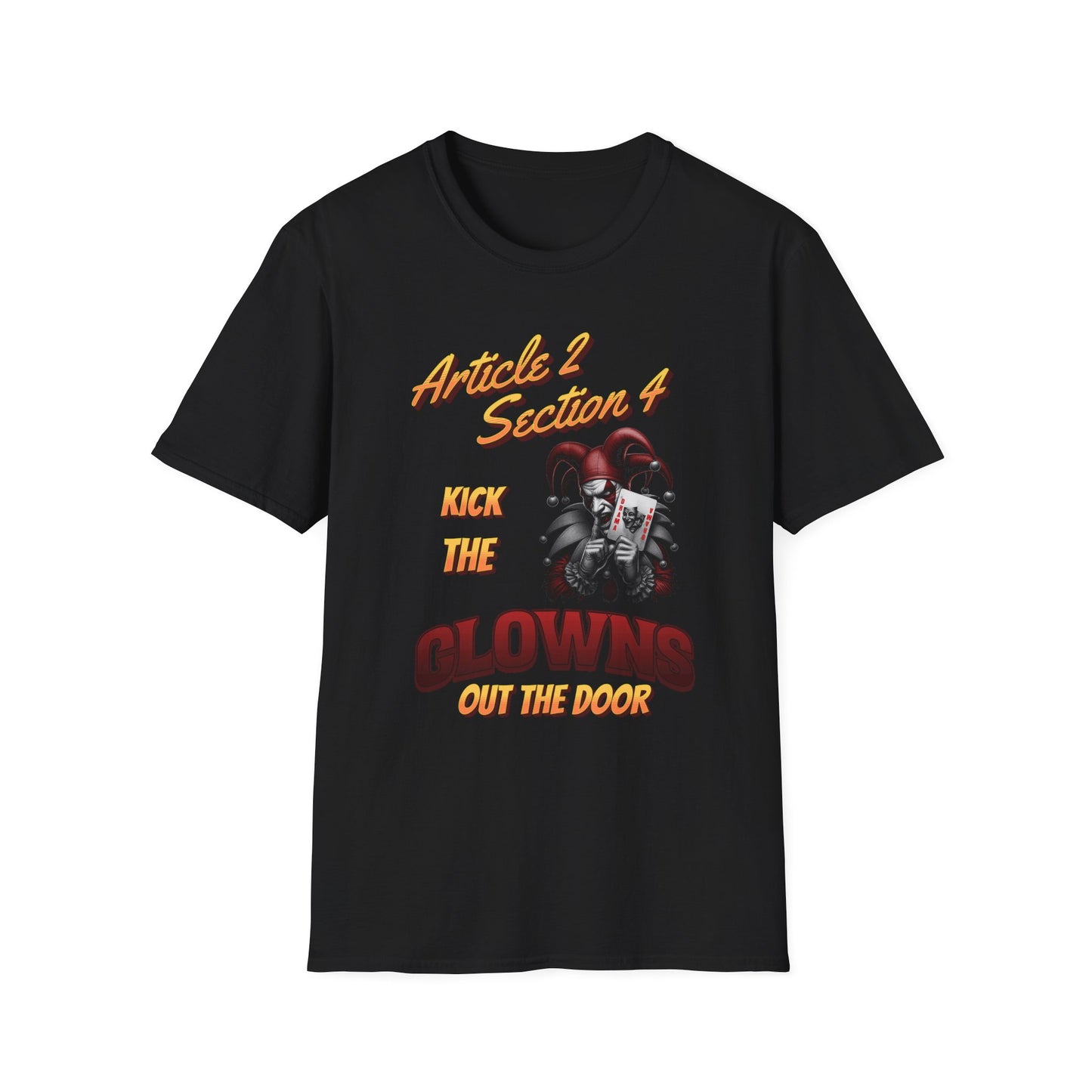 Kick That Clown graphic T-Shirt | Jester Skull Illustration, Article 2 Section 4