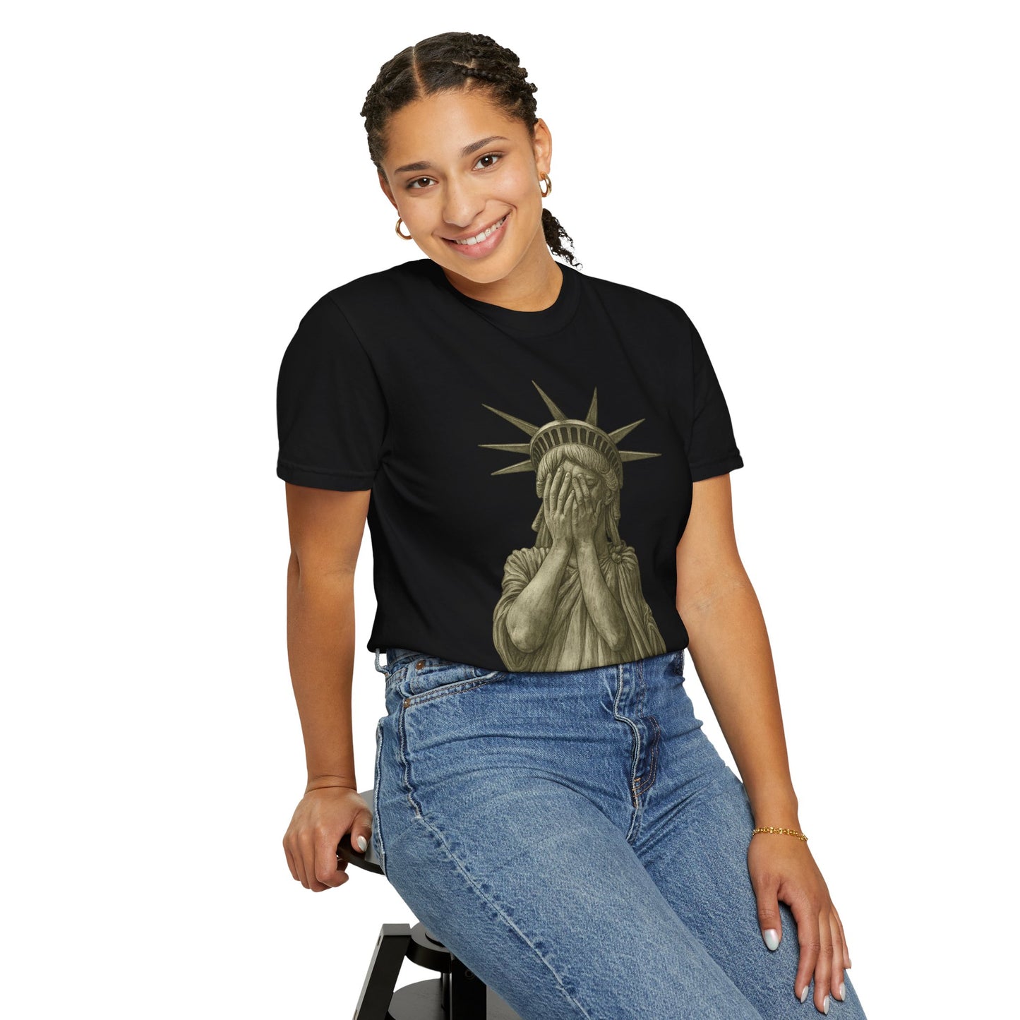 Lady Liberty Shocked Historian T-Shirt Parody Comfort Colors 1717