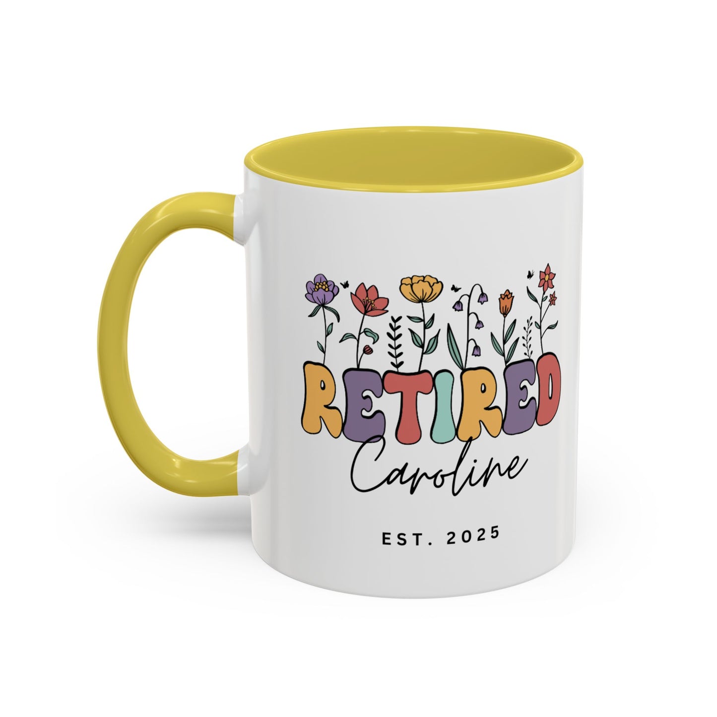 Personalized Retired Floral Name Mug | 11oz 15oz