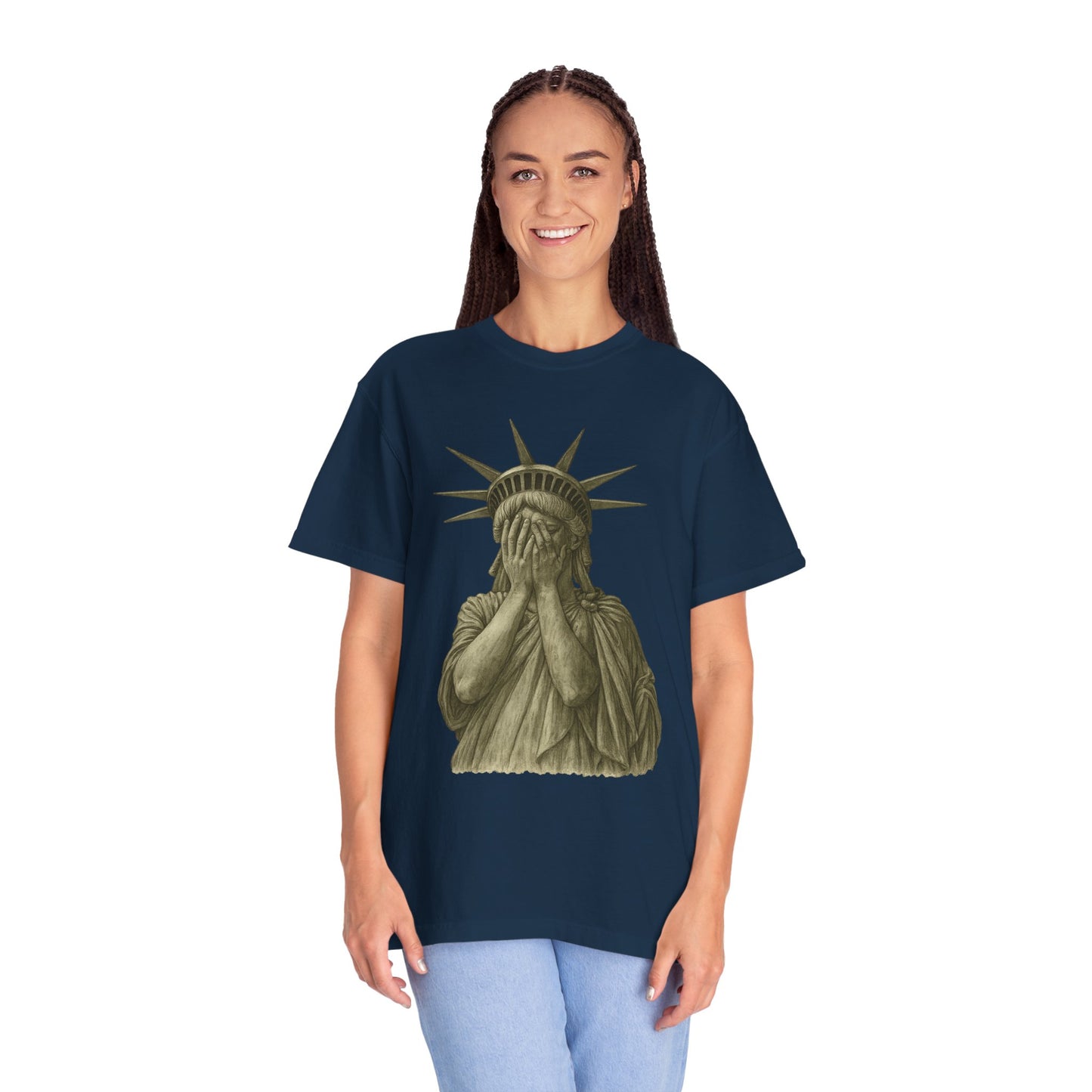Lady Liberty Shocked Historian T-Shirt Parody Comfort Colors 1717