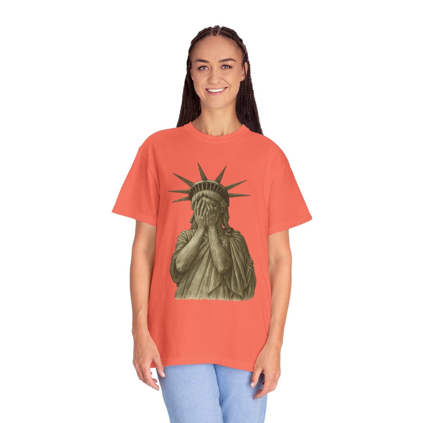 Lady Liberty Shocked Historian T-Shirt Parody Comfort Colors 1717