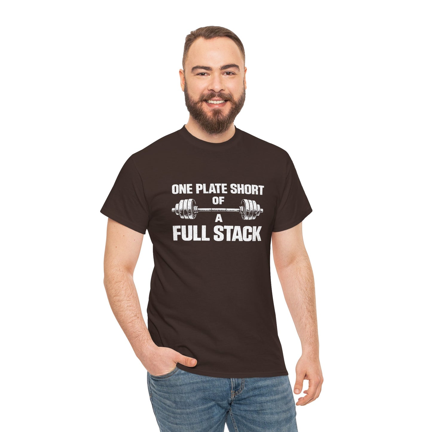 One Plate Short of a Full Stack Gym Shirt – Funny Weightlifting T-Shirt – Gym Humor Tee