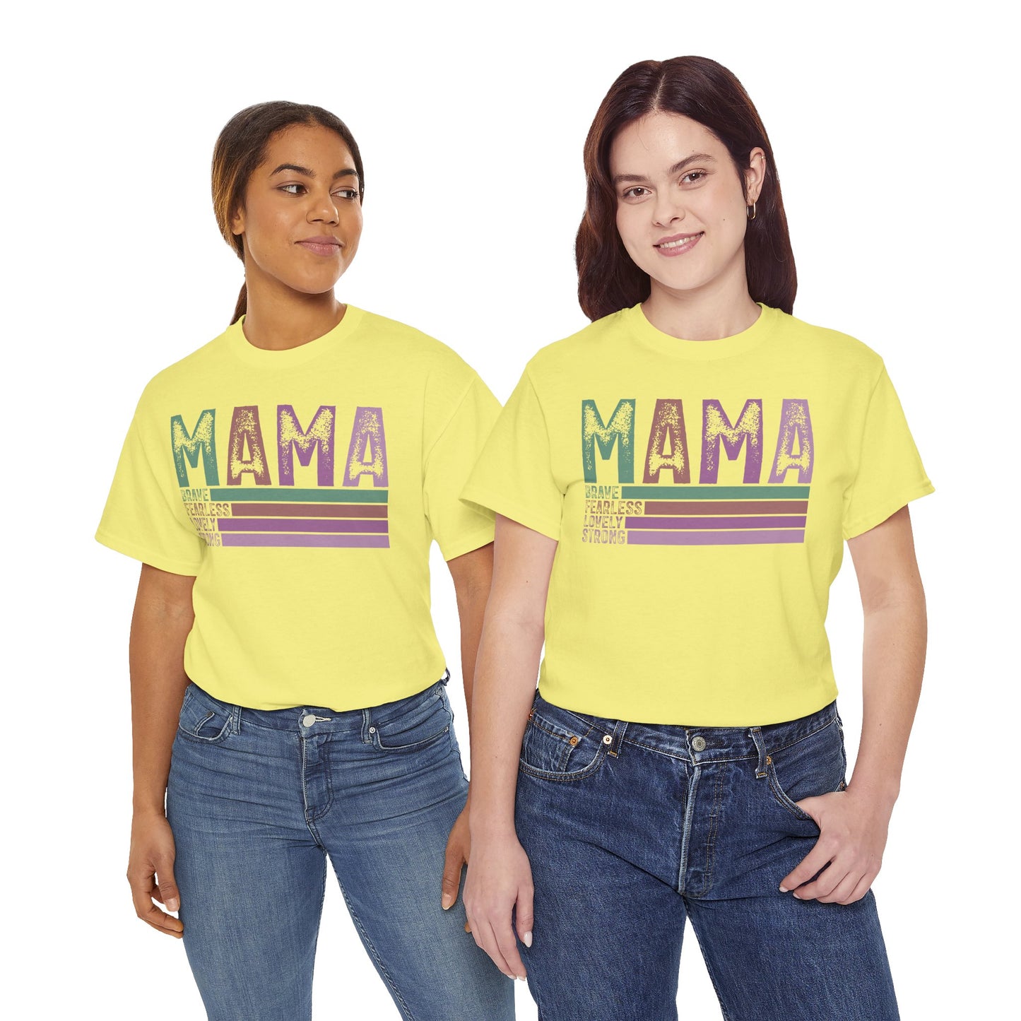 Inspirational Mama Tee - Brave, Fearless, Lovely, Strong Perfect for Mother's Day, Birthday. Asst. Colors & Sizes