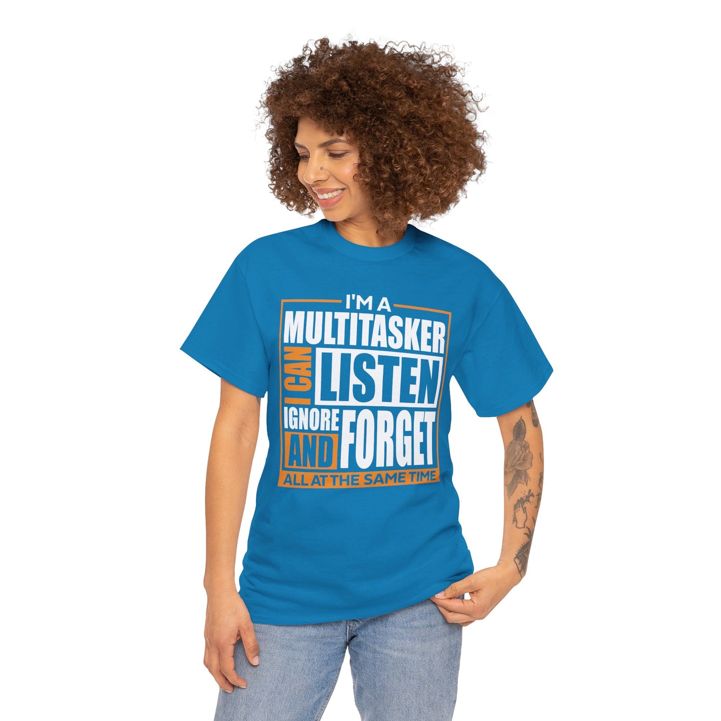 Funny Unisex Heavy Cotton Tee - "I'm a Multitasker" Quote Shirt
