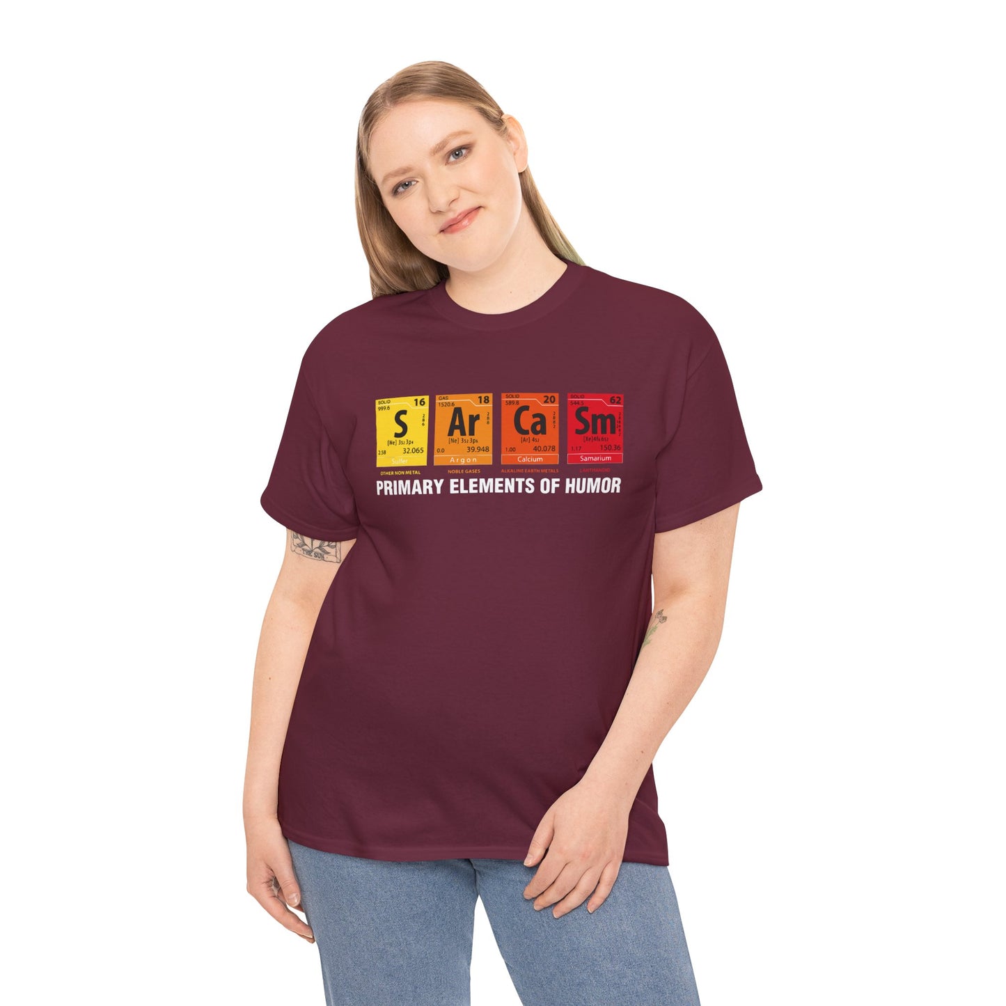 Sarcasm Elements T‑Shirt — "Primary Elements of Humor" Graphic Tee