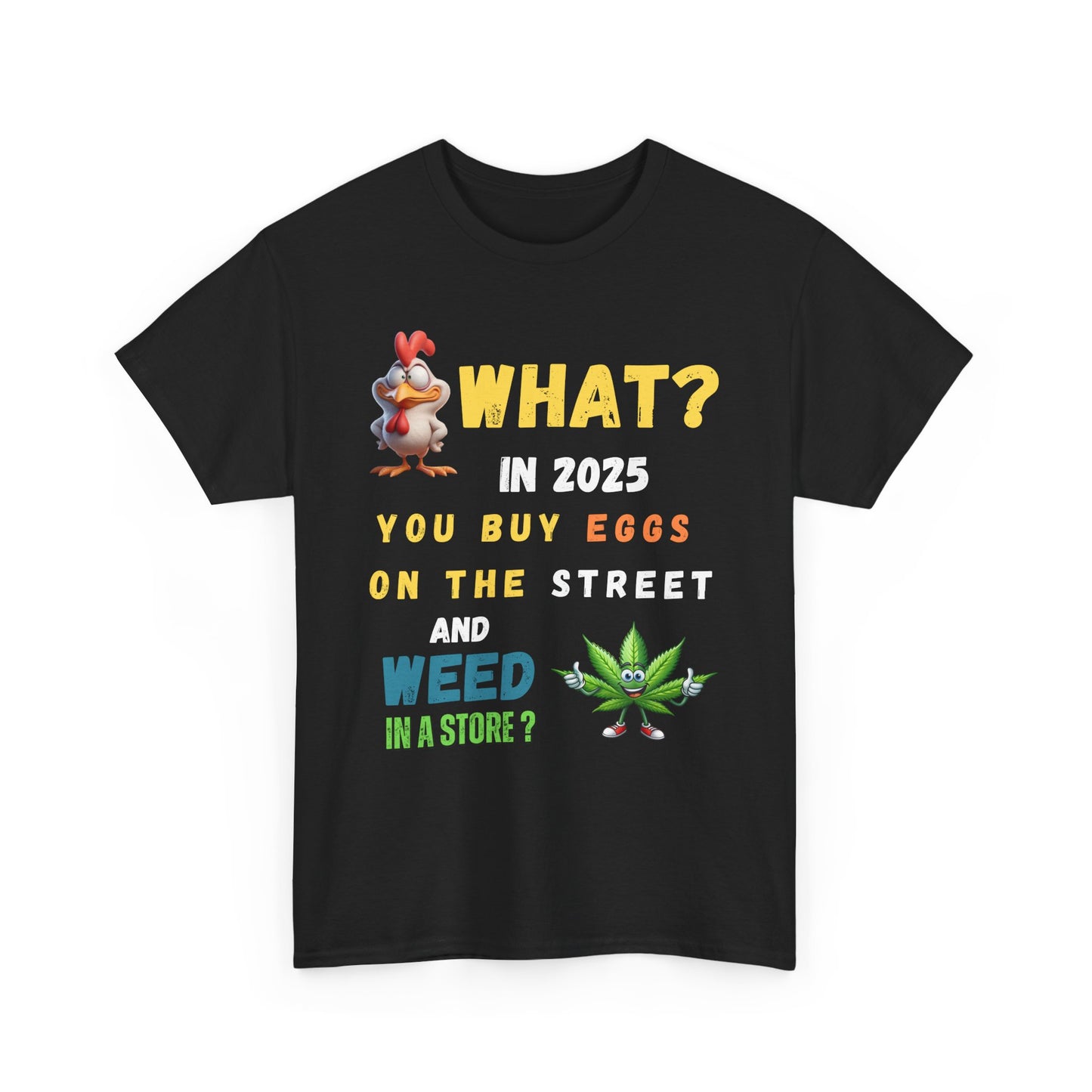 Funny Tee Shirt What? In 2025 You Buy Eggs On The Street And Weed In A Store