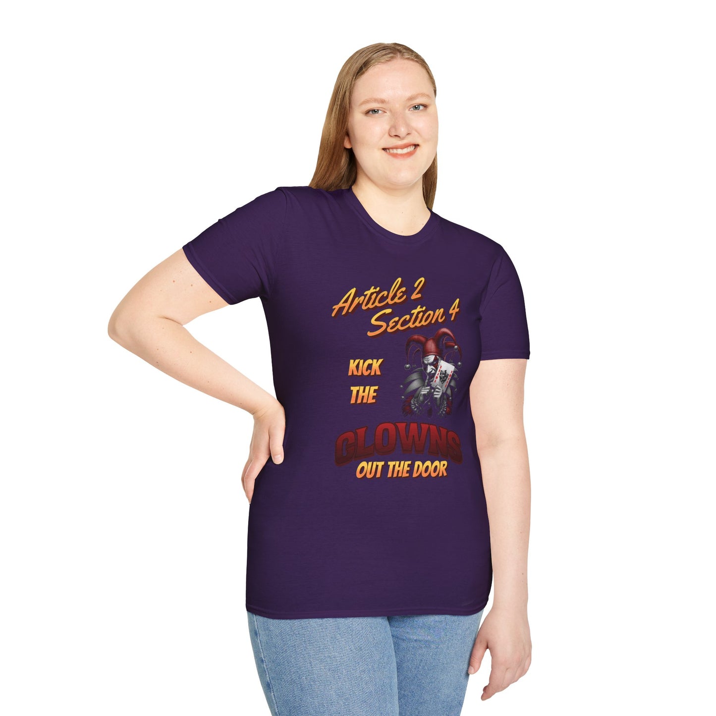 Kick That Clown graphic T-Shirt | Jester Skull Illustration, Article 2 Section 4
