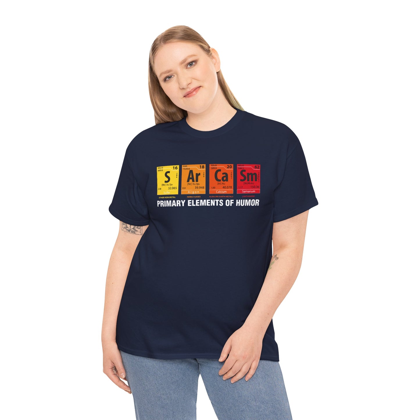 Sarcasm Elements T‑Shirt — "Primary Elements of Humor" Graphic Tee