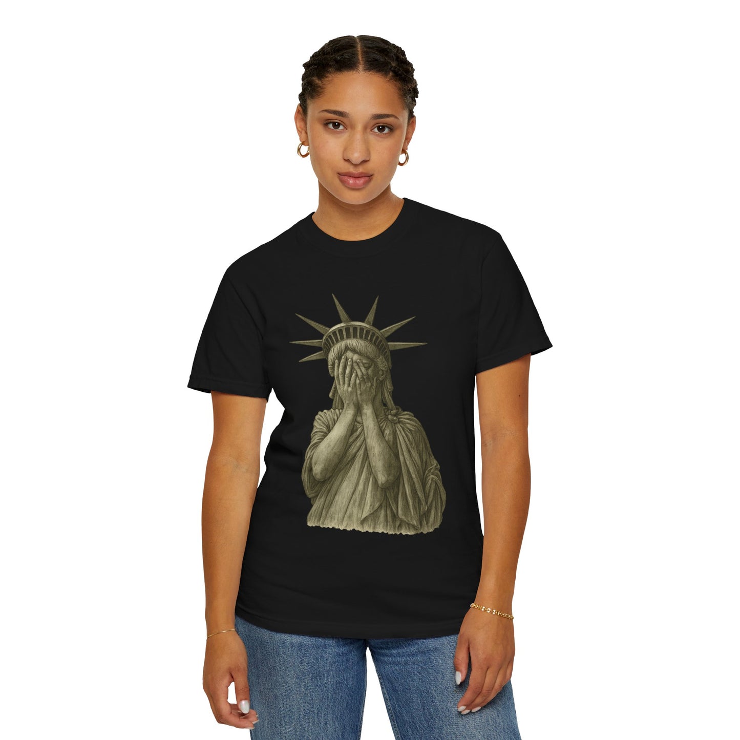 Lady Liberty Shocked Historian T-Shirt Parody Comfort Colors 1717