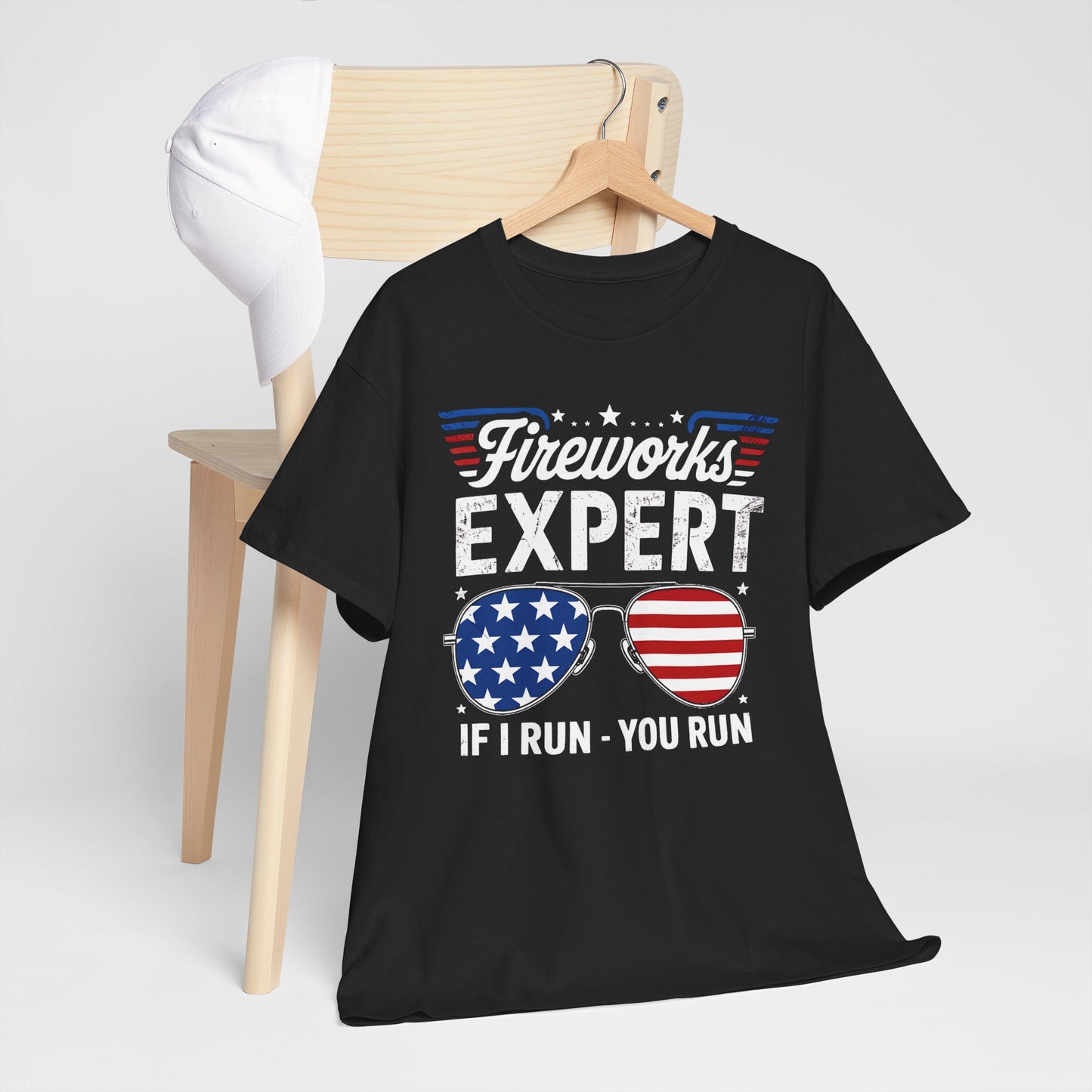 T-Shirt Fireworks Expert if I run You Run Unisex Heavy Cotton Tee