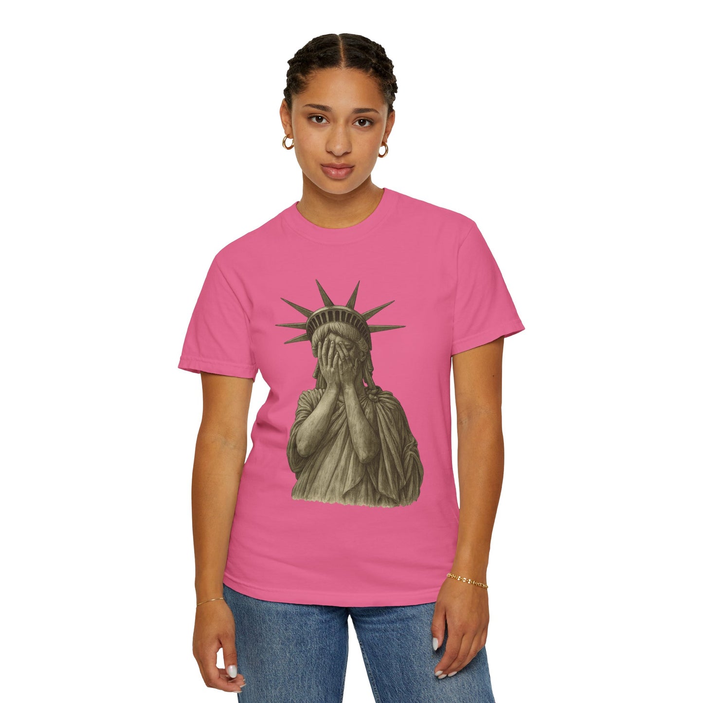 Lady Liberty Shocked Historian T-Shirt Parody Comfort Colors 1717