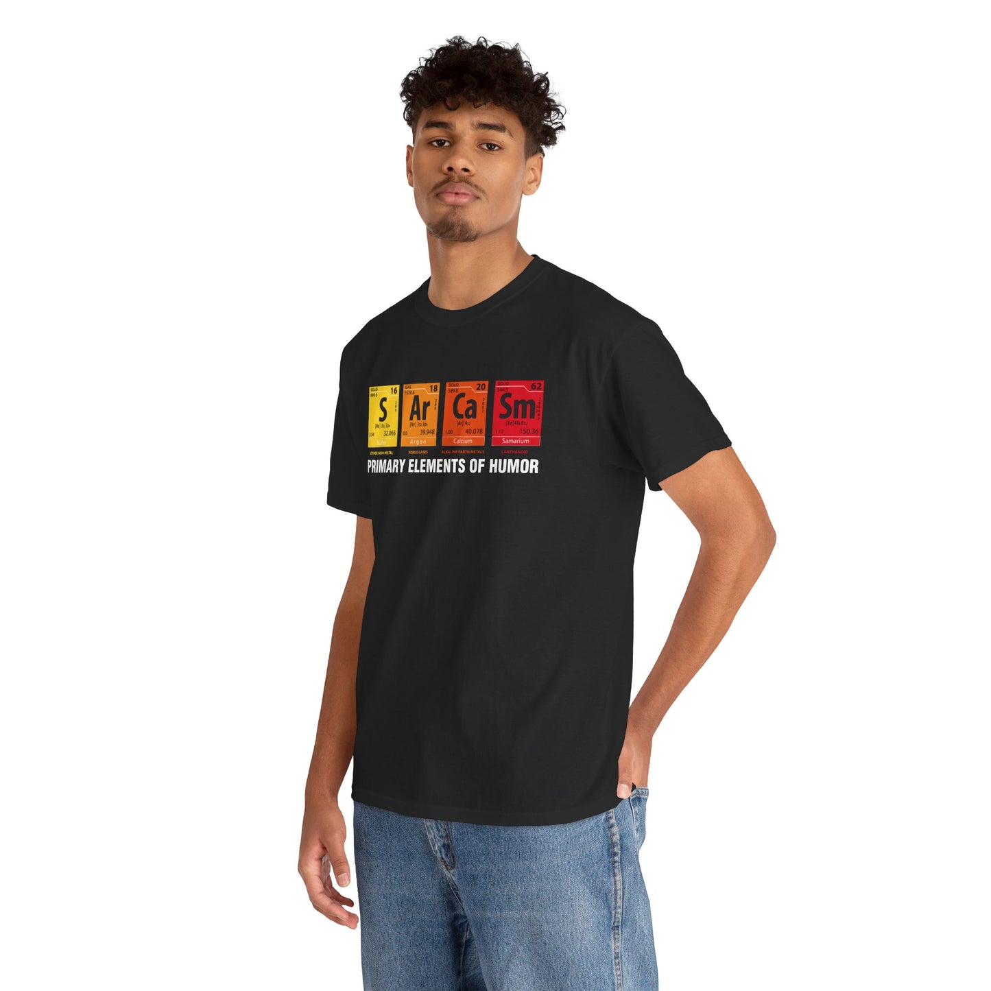 Sarcasm Elements T‑Shirt — "Primary Elements of Humor" Graphic Tee