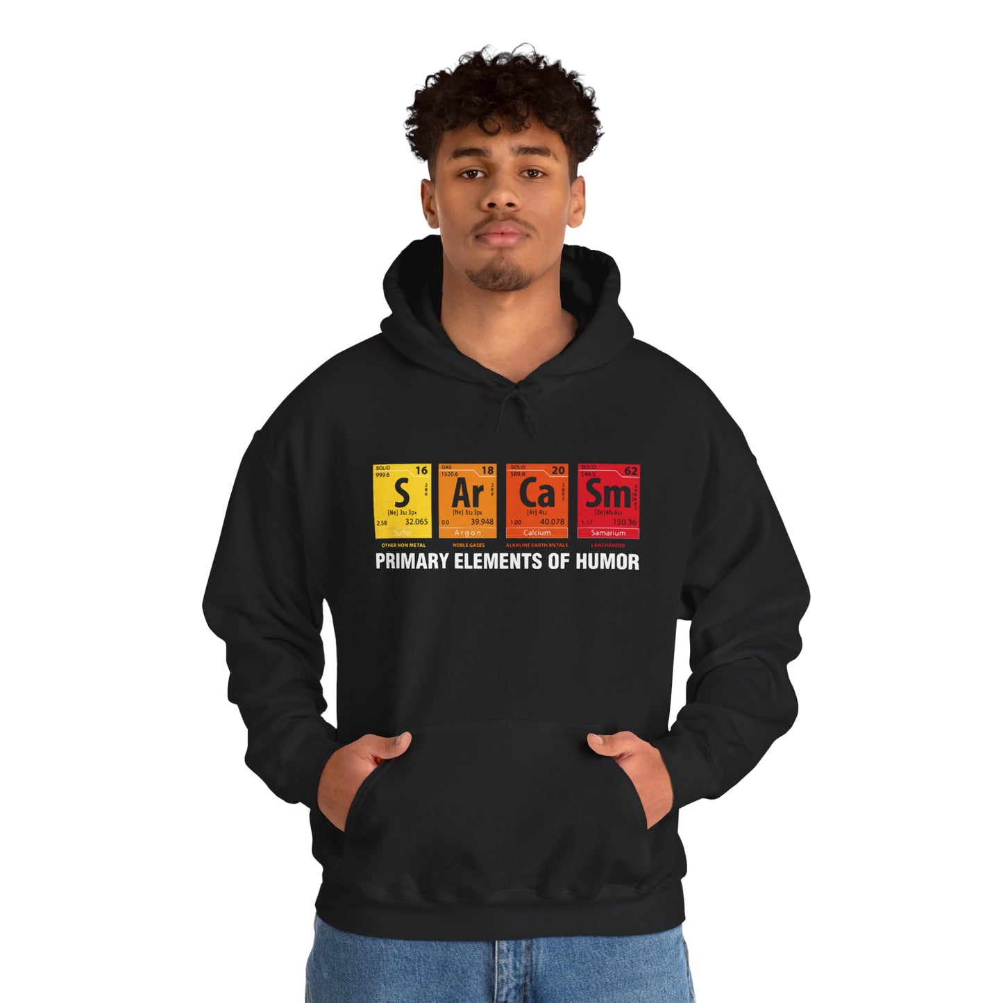 Sarcasm Hoodie - "Primary Elements of Humor" Periodic Table Pullover