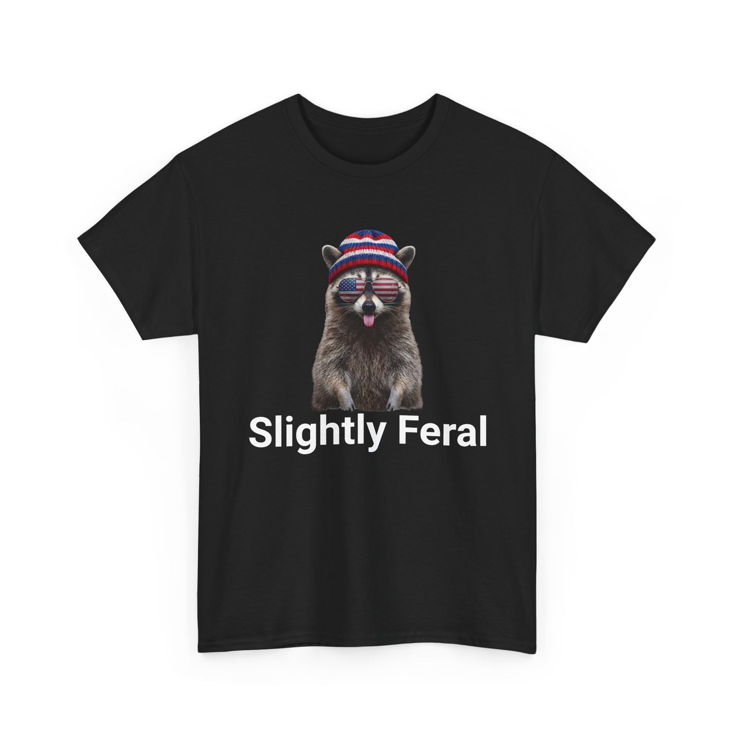 Slightly Feral Raccoon Shirt – White Design Black Graphic Tee