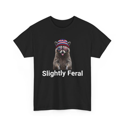 Slightly Feral Raccoon Shirt – White Design Black Graphic Tee