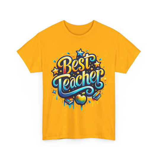 Teacher's Week!! Best Teacher Unisex Heavy Cotton Tee - Perfect Gift for Educators Assorted Colors & Sizes