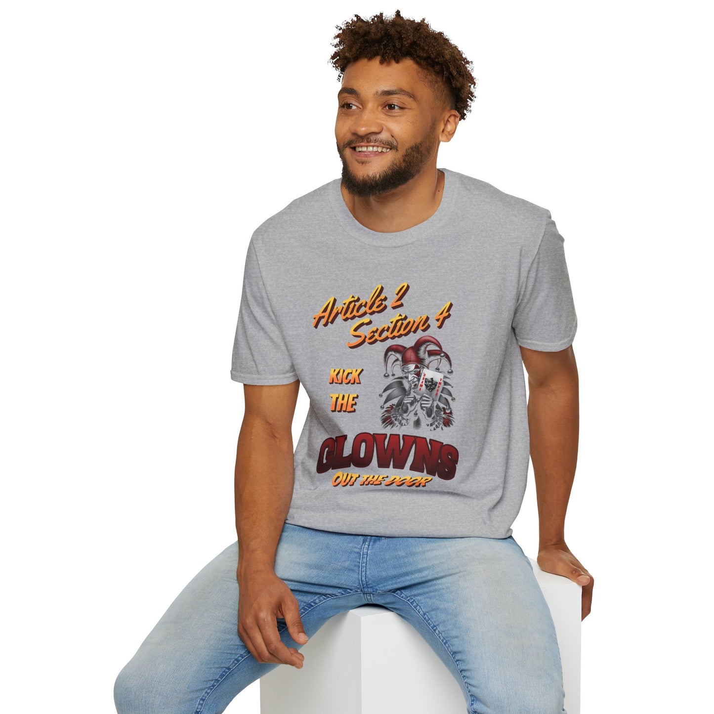 Kick That Clown graphic T-Shirt | Jester Skull Illustration, Article 2 Section 4