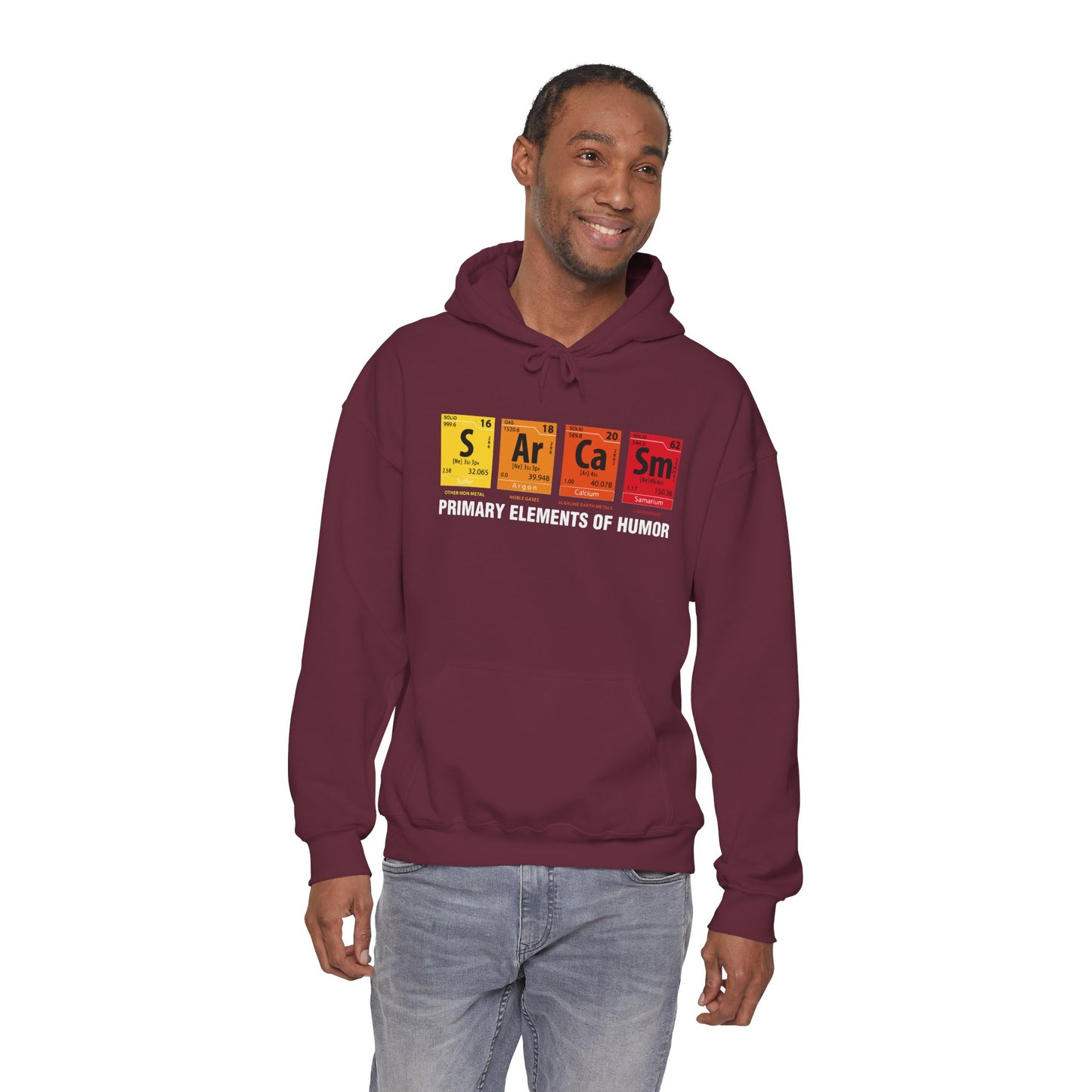 Sarcasm Hoodie - "Primary Elements of Humor" Periodic Table Pullover