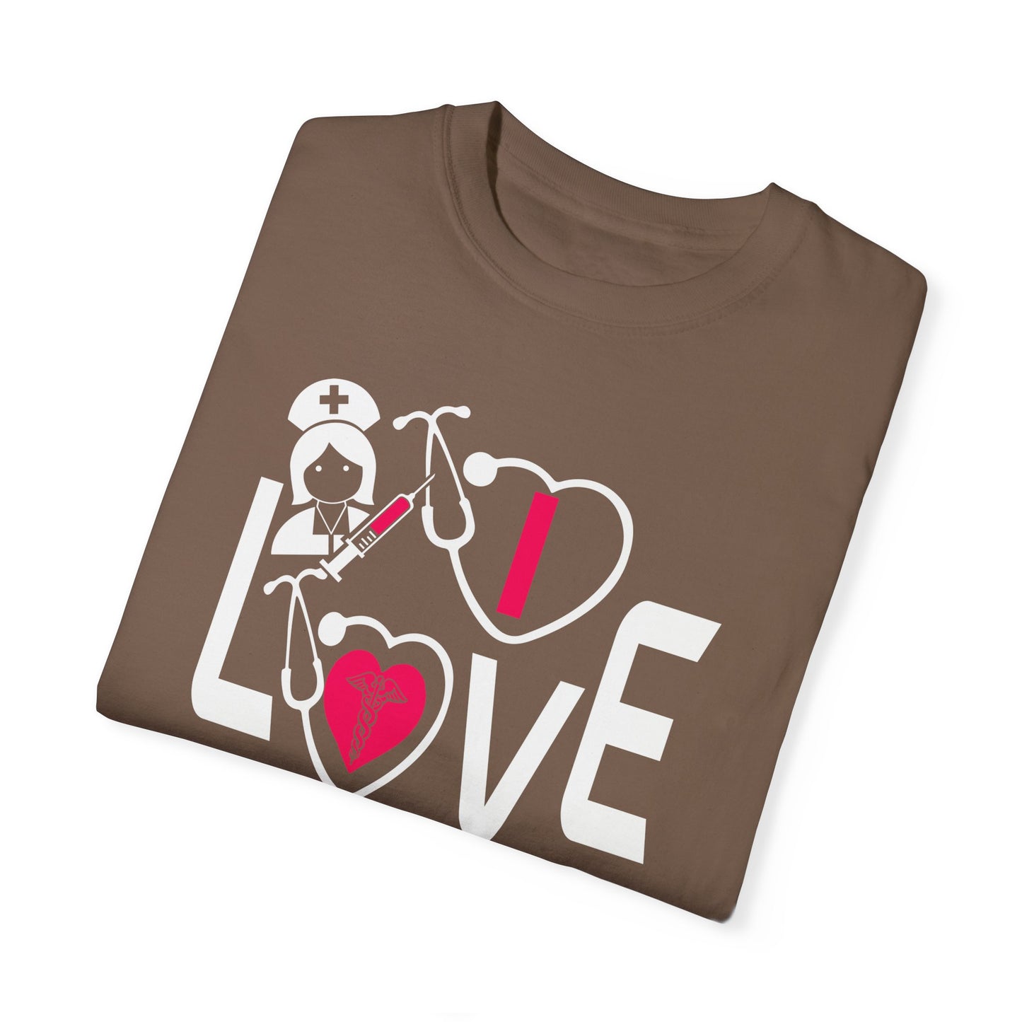 Comfort Colors "I Love Nurses "T-Shirt - Unisex Garment-Dyed Tee for Healthcare Heroes