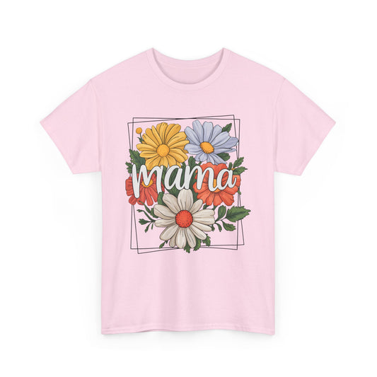 Gildan 5000 Floral Mama Tee - Comfortable Unisex Cotton Shirt for Moms Great for Mother's Day Gift Asst. Sizes & Colors