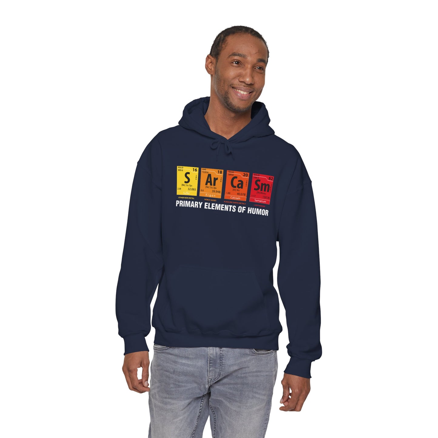 Sarcasm Hoodie - "Primary Elements of Humor" Periodic Table Pullover