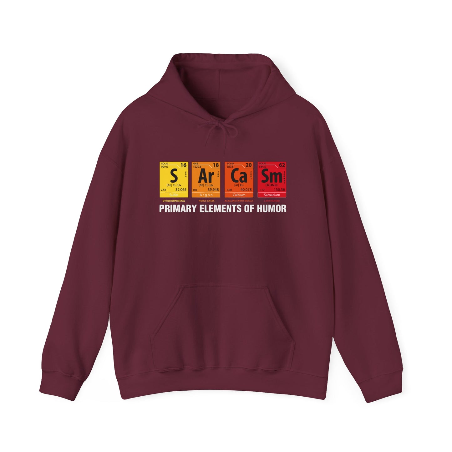 Sarcasm Hoodie - "Primary Elements of Humor" Periodic Table Pullover