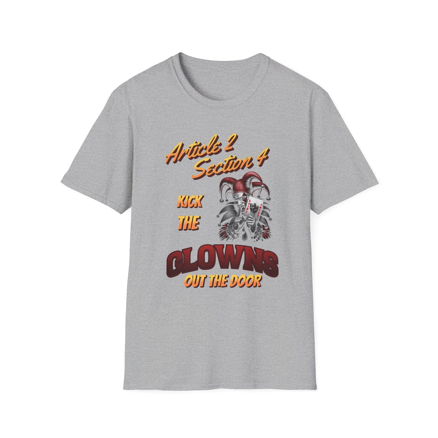 Kick That Clown graphic T-Shirt | Jester Skull Illustration, Article 2 Section 4