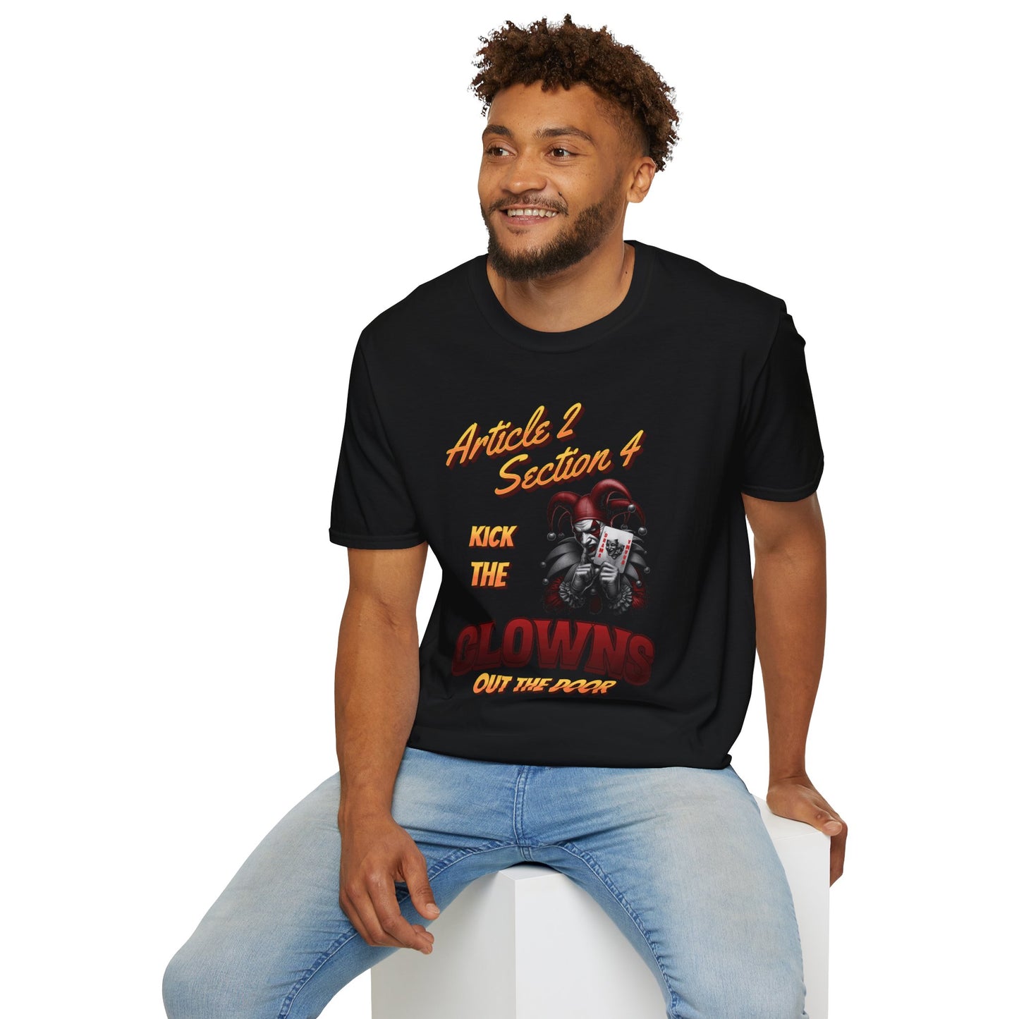 Kick That Clown graphic T-Shirt | Jester Skull Illustration, Article 2 Section 4