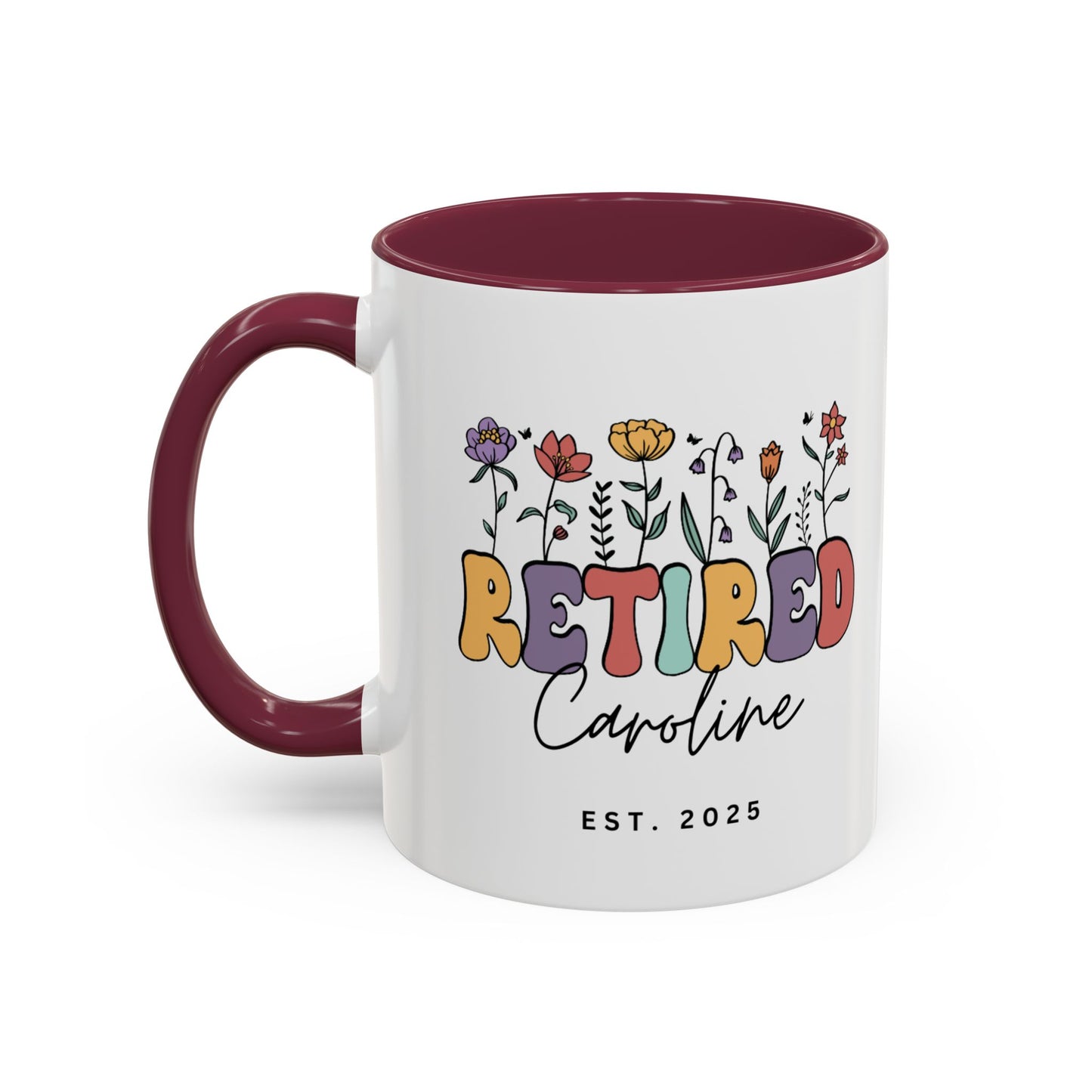 Personalized Retired Floral Name Mug | 11oz 15oz