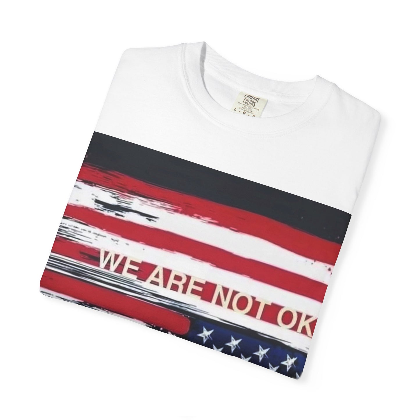 Unisex Garment-Dyed T-shirt with American Flag Design, Casual Wear, Patriotic Shirt, Fourth of July Outfit, Activism Apparel, Everyday Tee