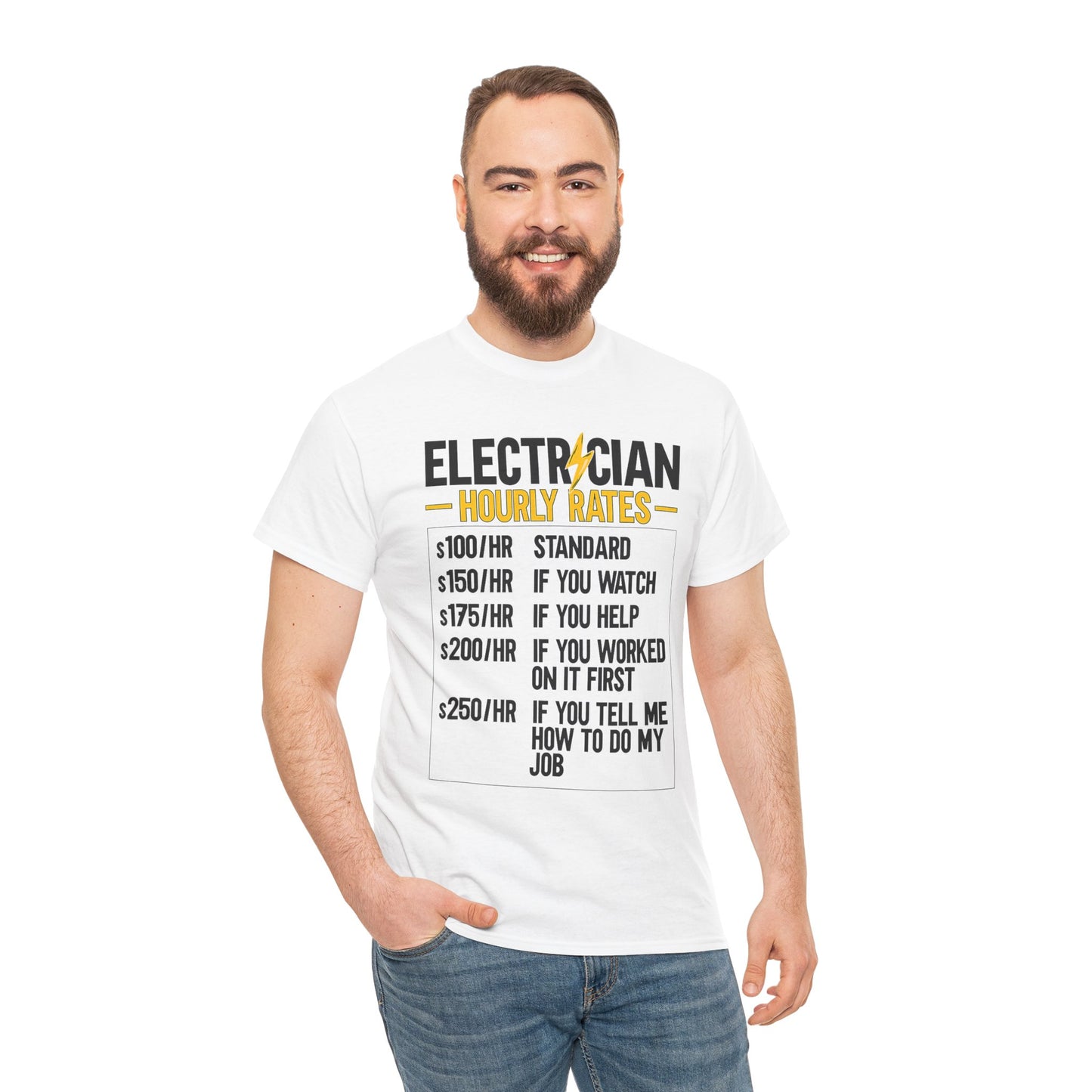 Electrician Hourly Rates T-Shirt | Funny Tradesman Tee
