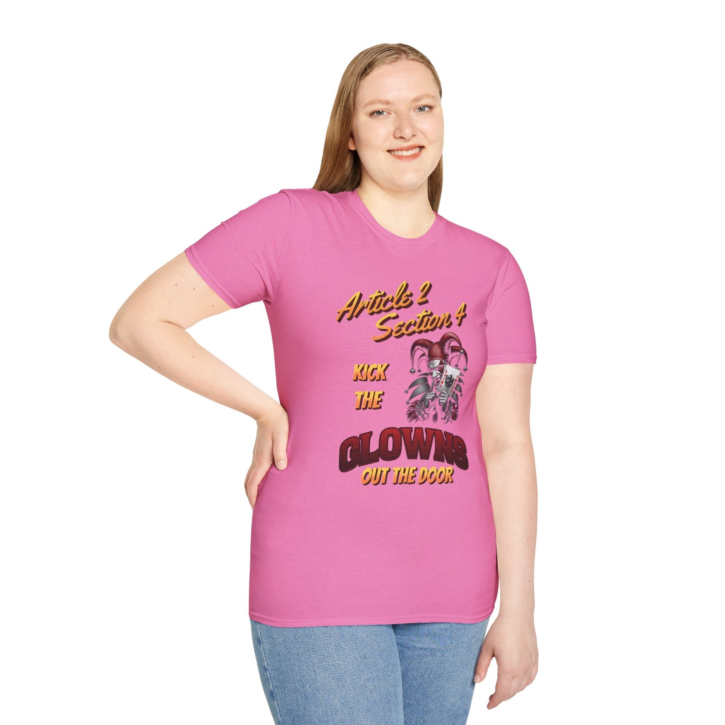 Kick That Clown graphic T-Shirt | Jester Skull Illustration, Article 2 Section 4