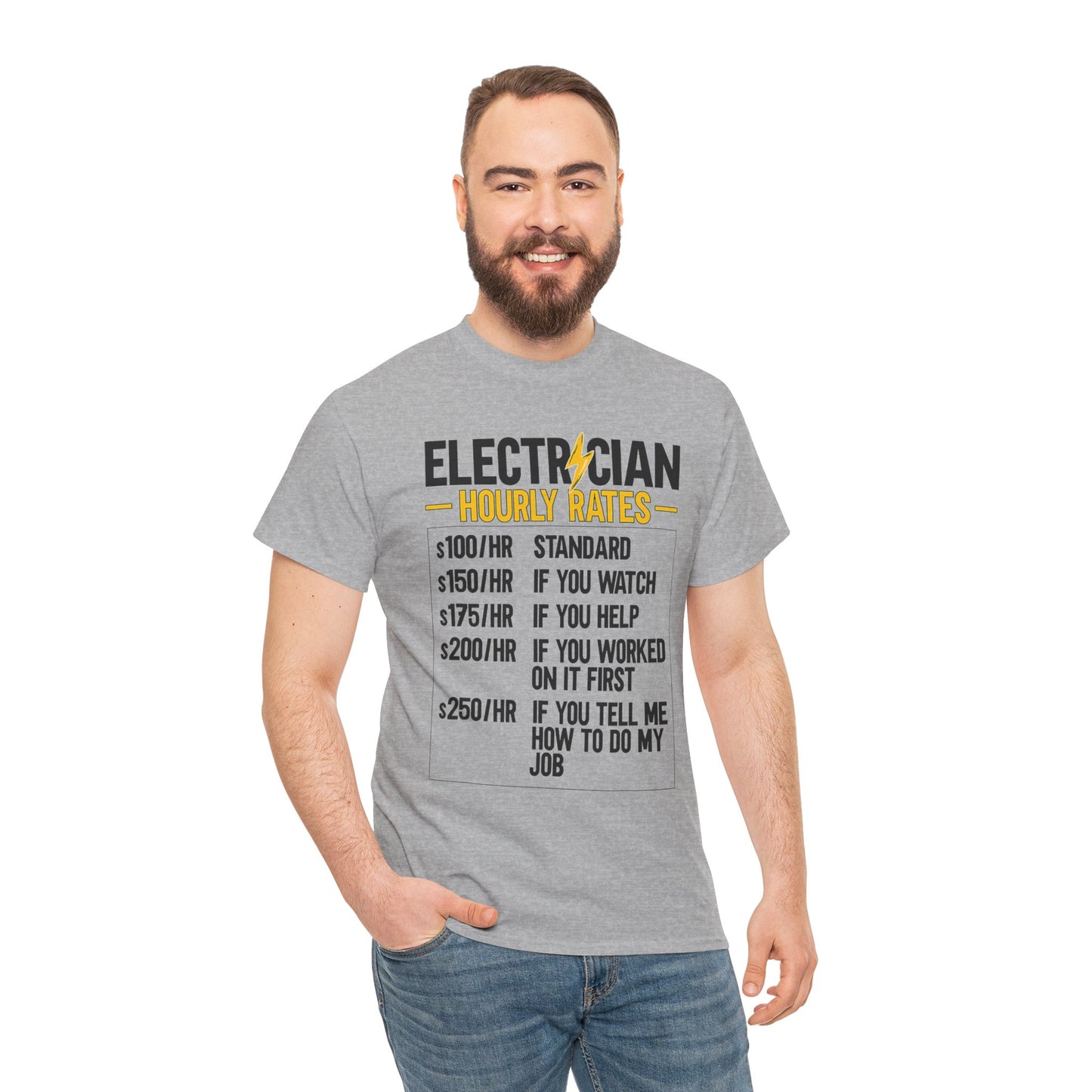 Electrician Hourly Rates T-Shirt | Funny Tradesman Tee