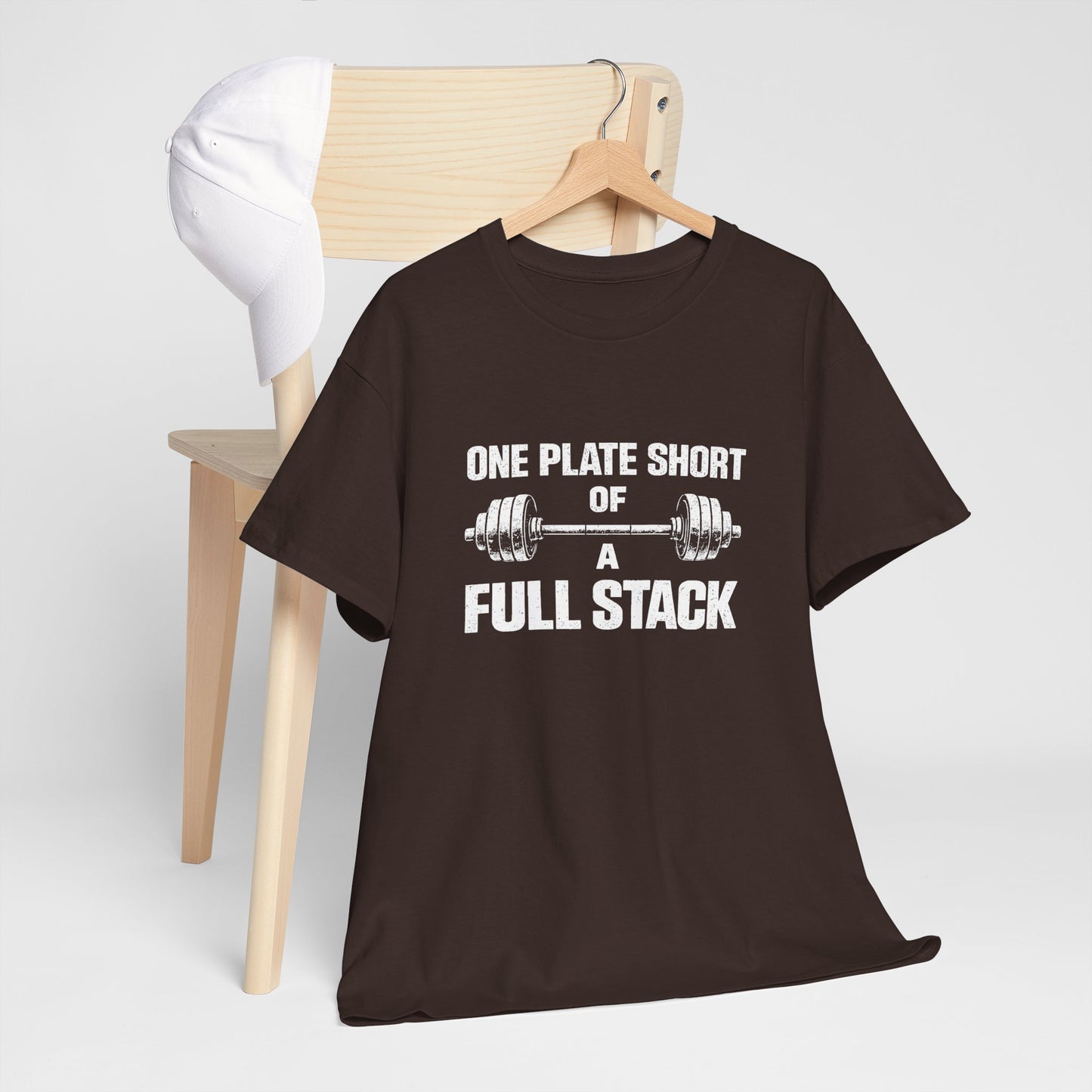 One Plate Short of a Full Stack Gym Shirt – Funny Weightlifting T-Shirt – Gym Humor Tee