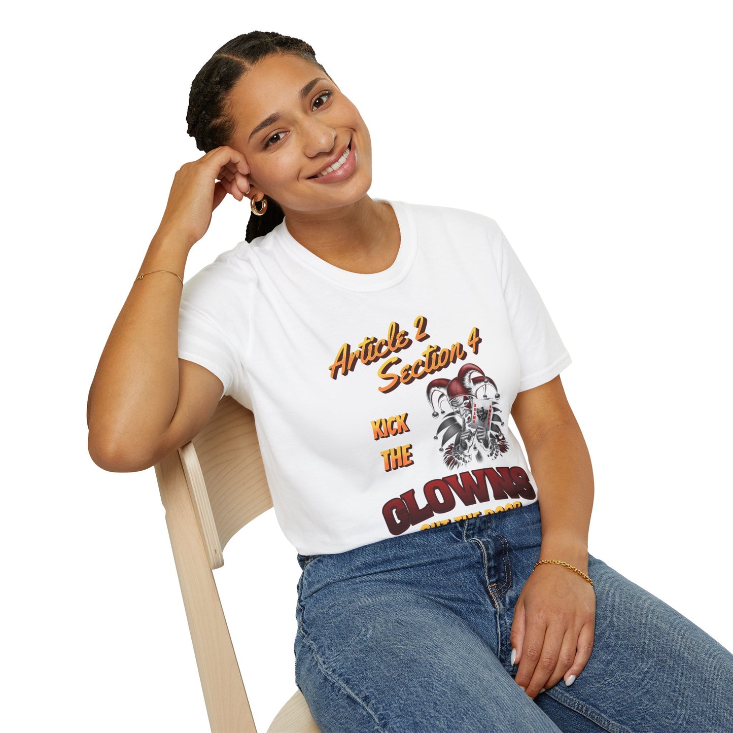 Kick That Clown graphic T-Shirt | Jester Skull Illustration, Article 2 Section 4