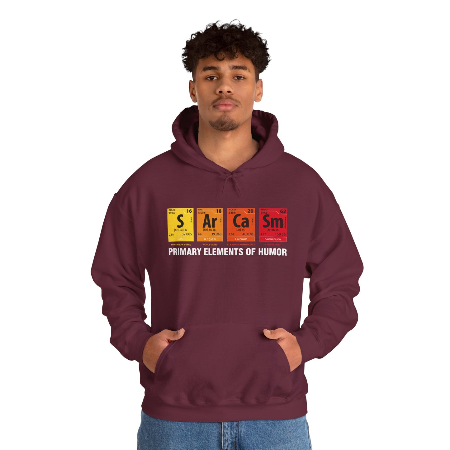 Sarcasm Hoodie - "Primary Elements of Humor" Periodic Table Pullover